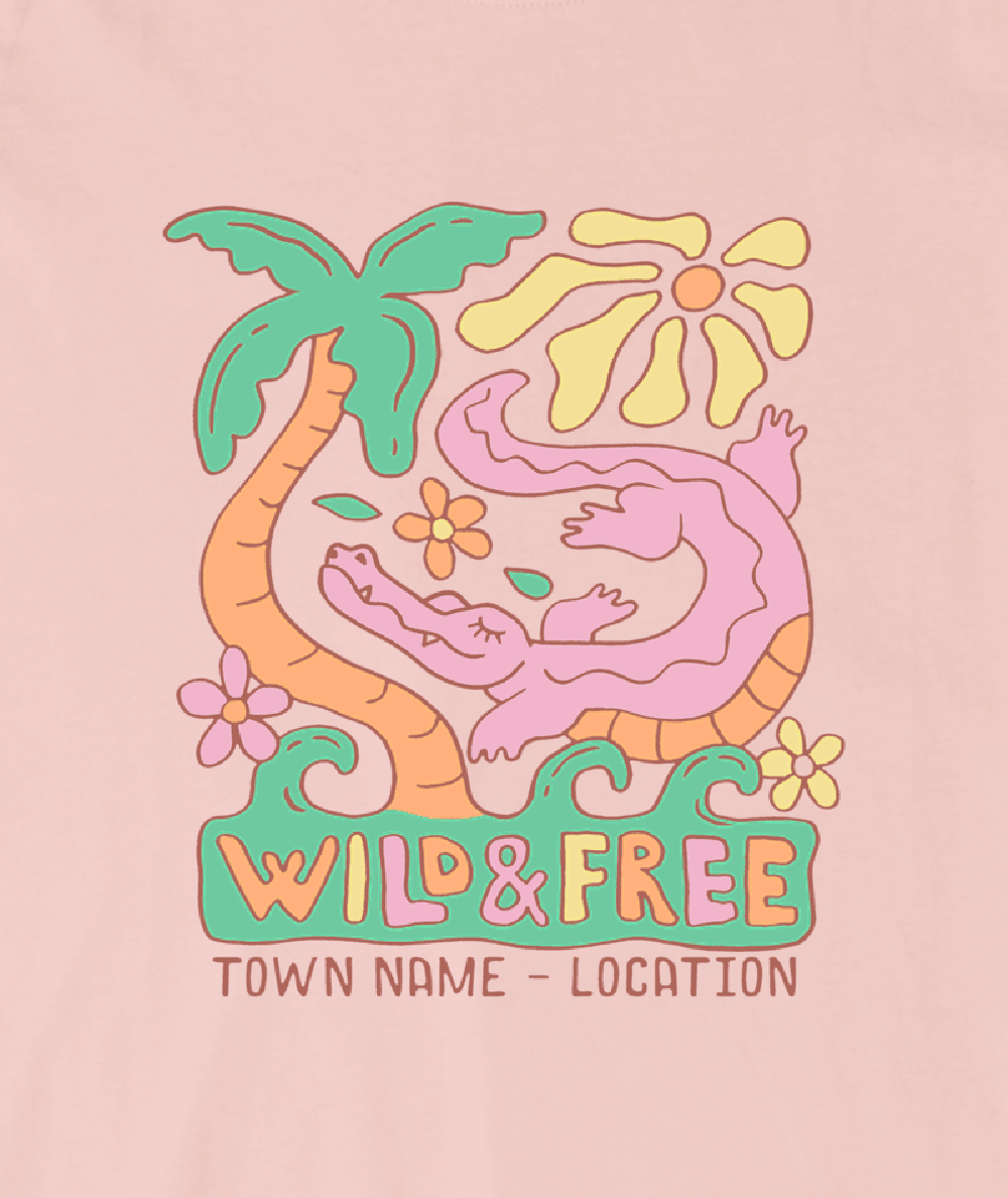 Tank Stream Wild & Free Girls Tee DFB--LIGHT CORAL 10