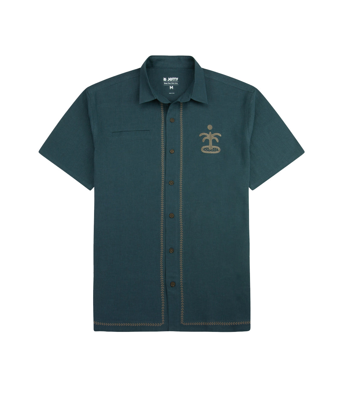 Jetty Marshall Embroidered Linen Shirt Blue L