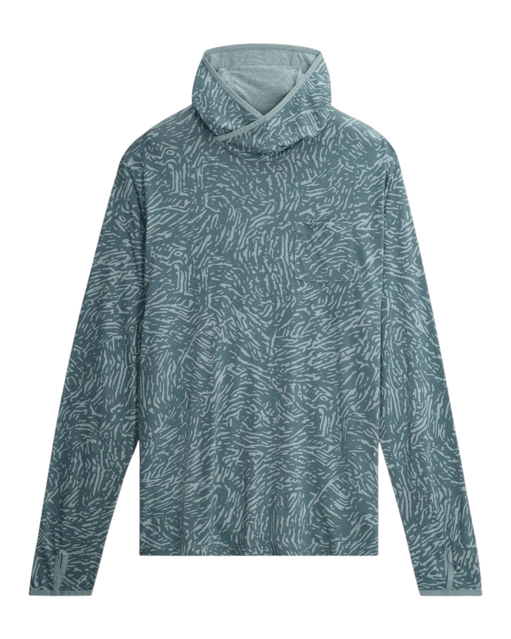 Free Fly Bamboo Lightweight Hoodie Tidal Flow Print Stormy Sea L