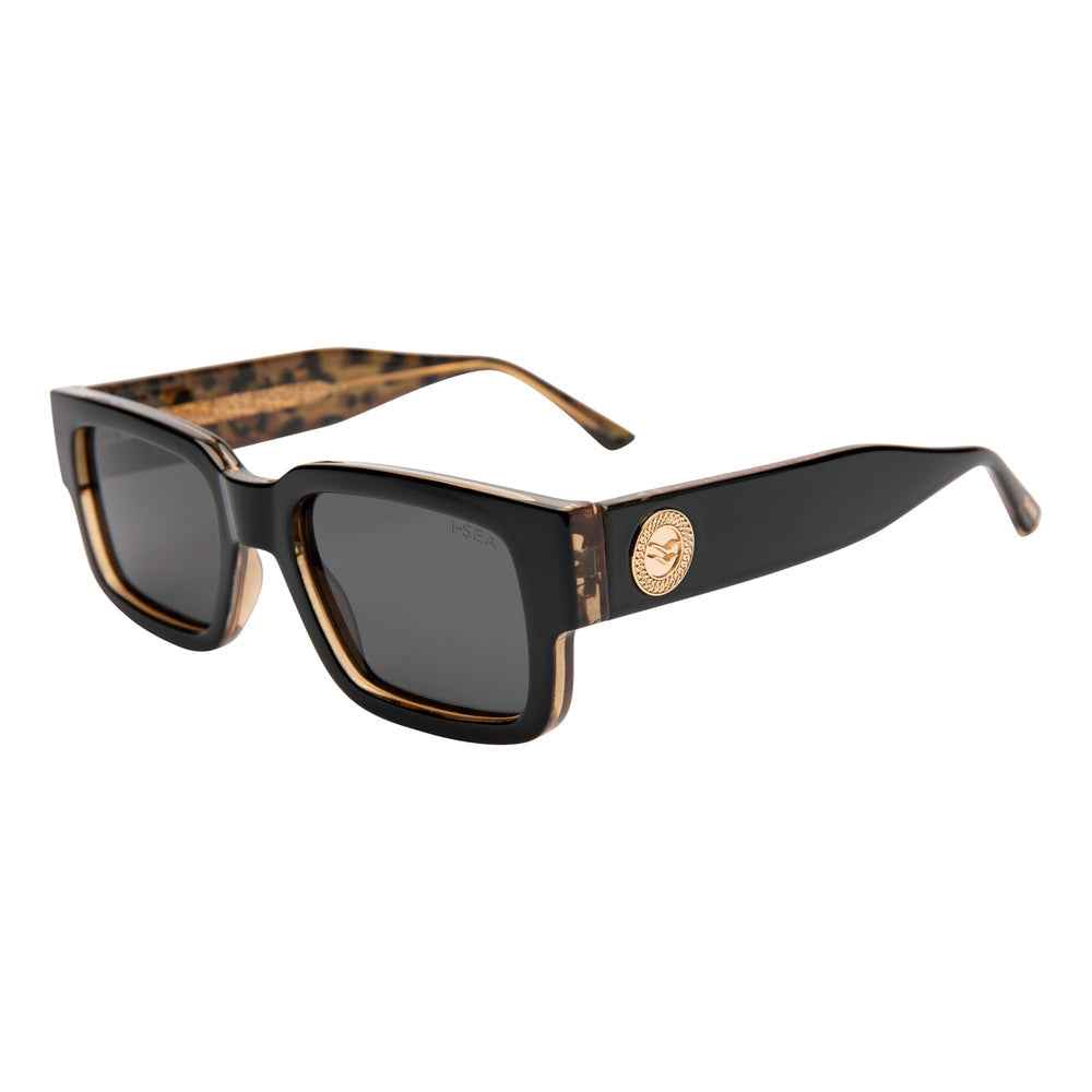 I-SEA COLE HOUSHMAND MEN'S POLARIZED SUNGLASSES BLACK LEOPARD / SMOKE POLARIZED LENS