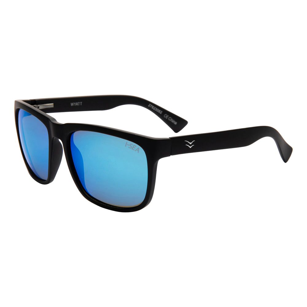 I-SEA WYATT MEN'S POLARIZED SUNGLASSES BLACK / ICE BLUE POLARIZED LENS
