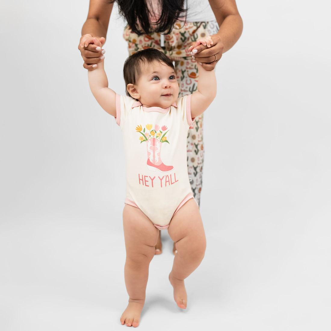 Emerson and Friends Ringer Baby Onesie Hey Ya'll Western 3-6M