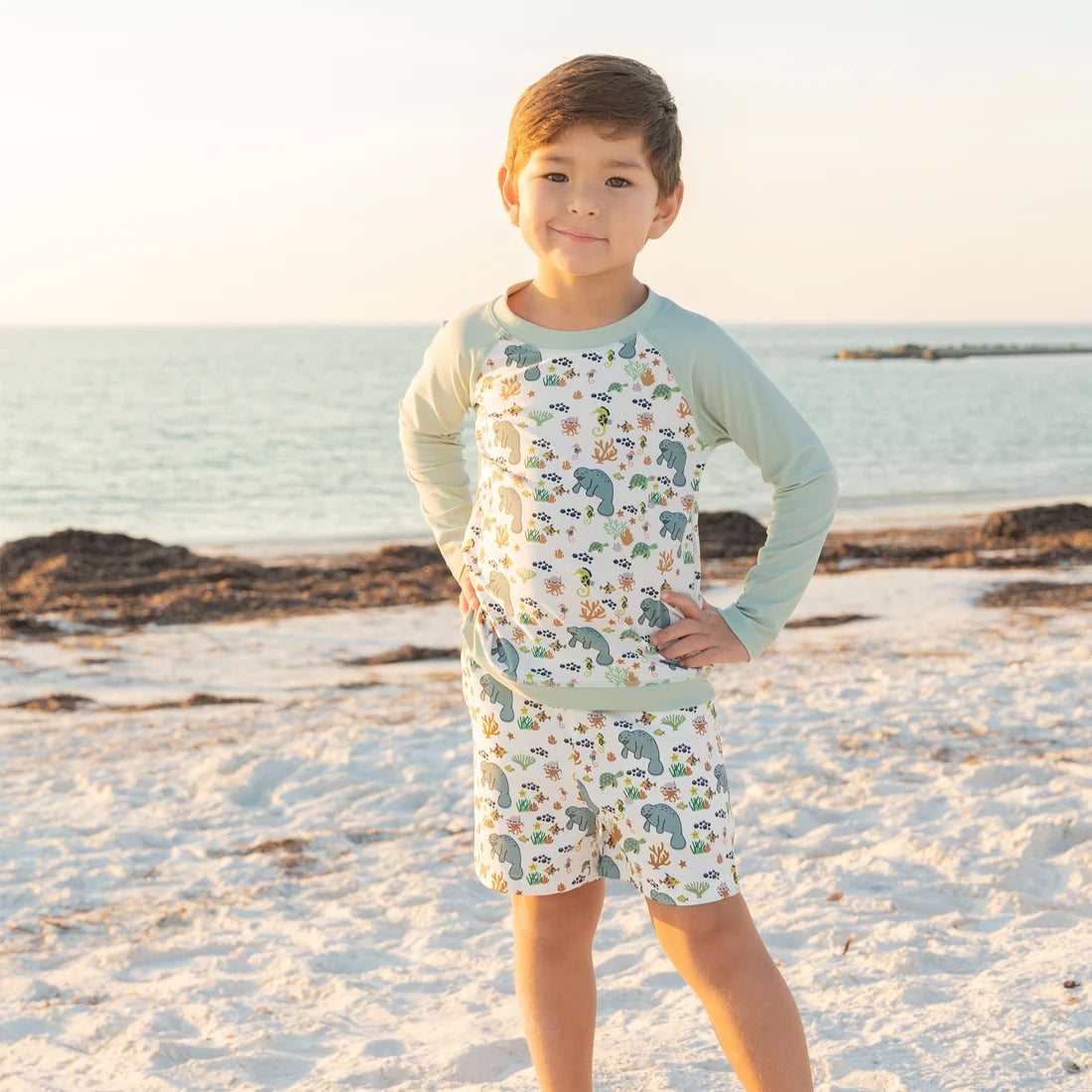 Emerson and Friends Boys Swim Trunks Manatee 6-12M