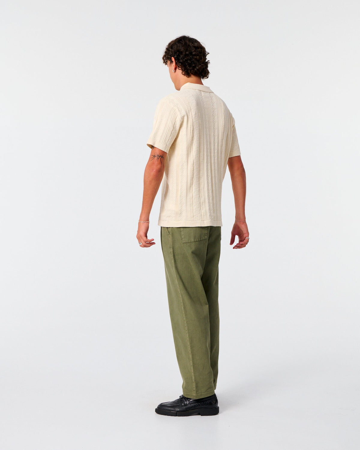 The Critical Slide Society Rails Knit Polo - Ecru M