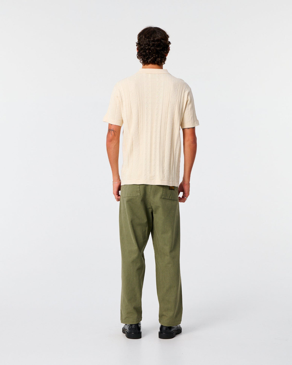 The Critical Slide Society Rails Knit Polo - Ecru M