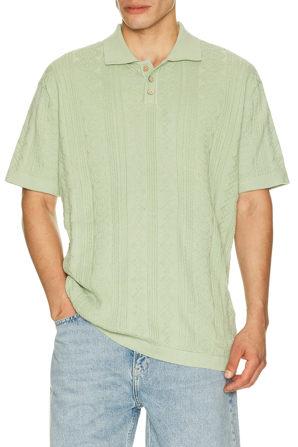 The Critical Slide Society Rails Knit Polo - Seagrass M