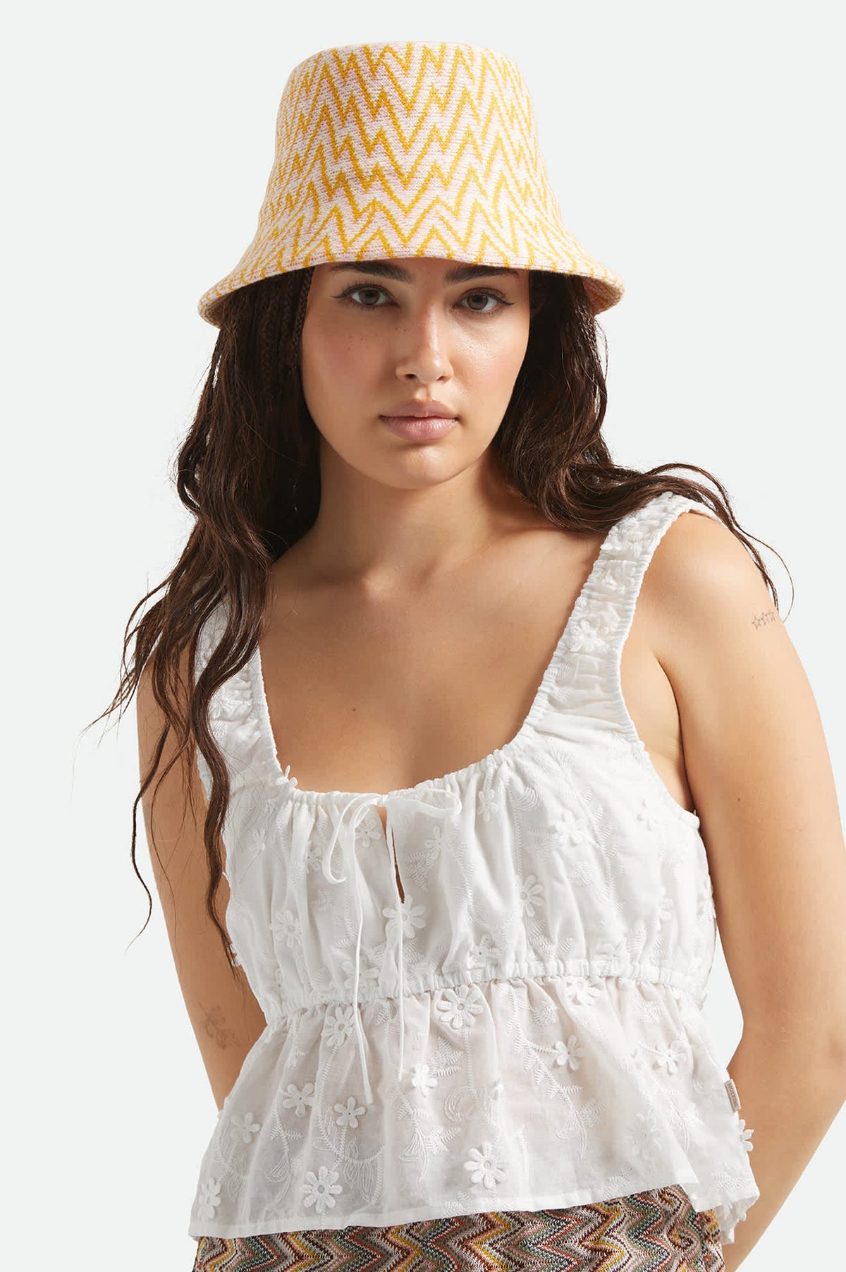 Brixton LISBOA KNIT PACKABLE BUCKET HA - MULTI COLOR ZIGZAG - 100% COTTON Hat Multi Color Zigzag XS/S