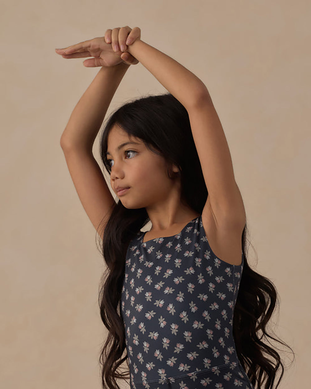 Rylee and Cru Malibu Bodysuit Blue Blooms 6-7Y