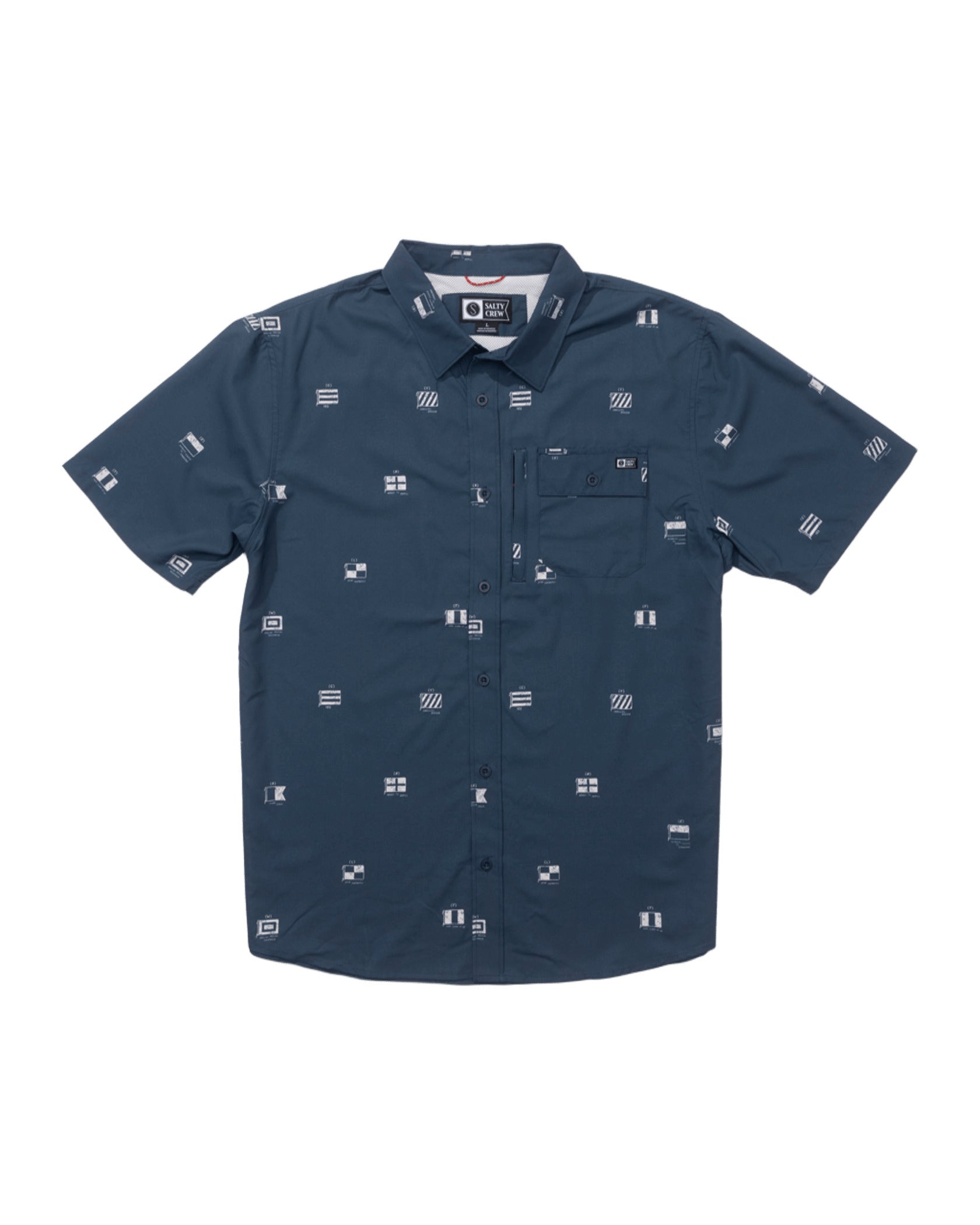 SALTY CREW FLAGSHIP UV BUTTON UP Midnight Navy XXL