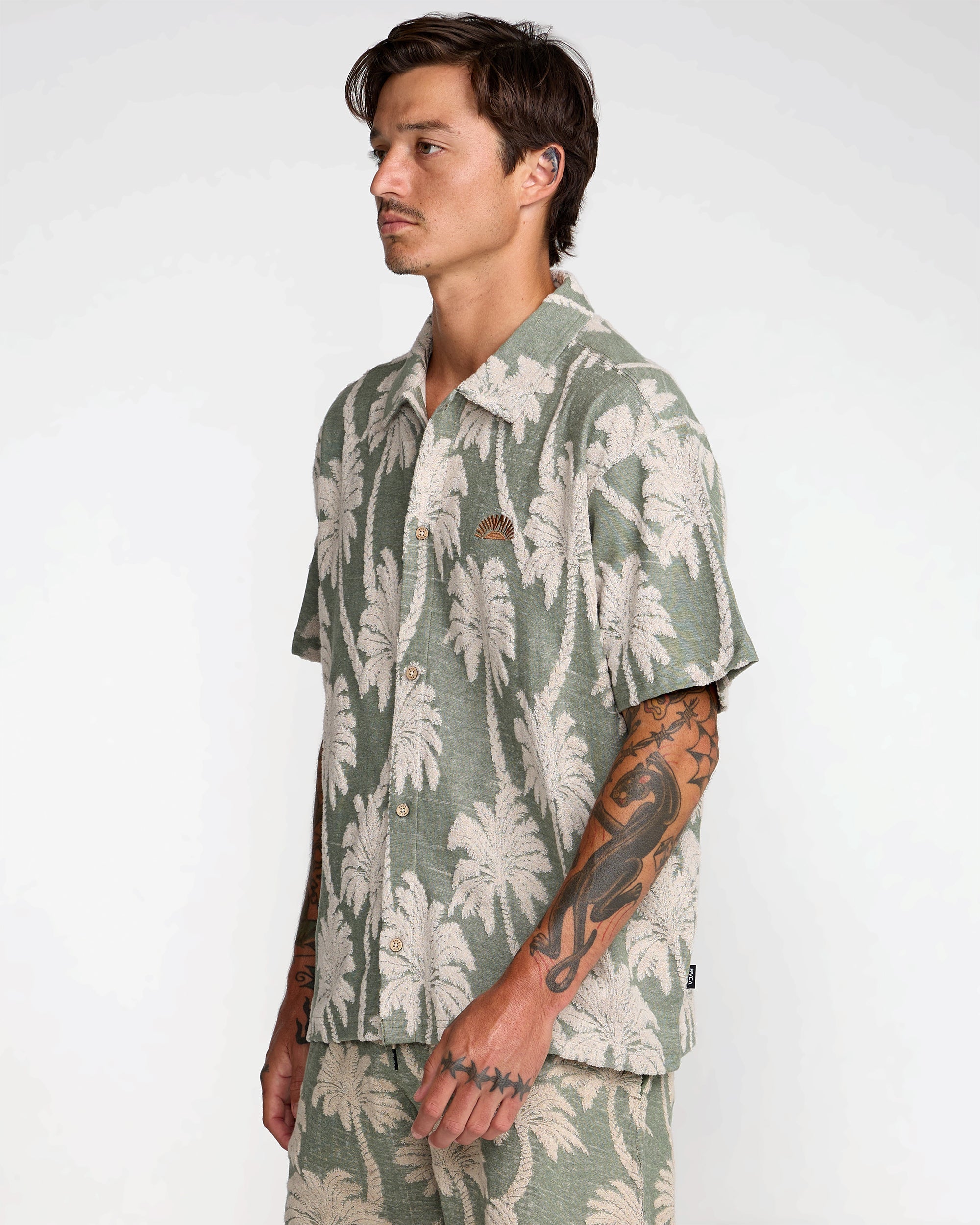 RVCA PALM FALL SS WOVEN GNB0-JADE L