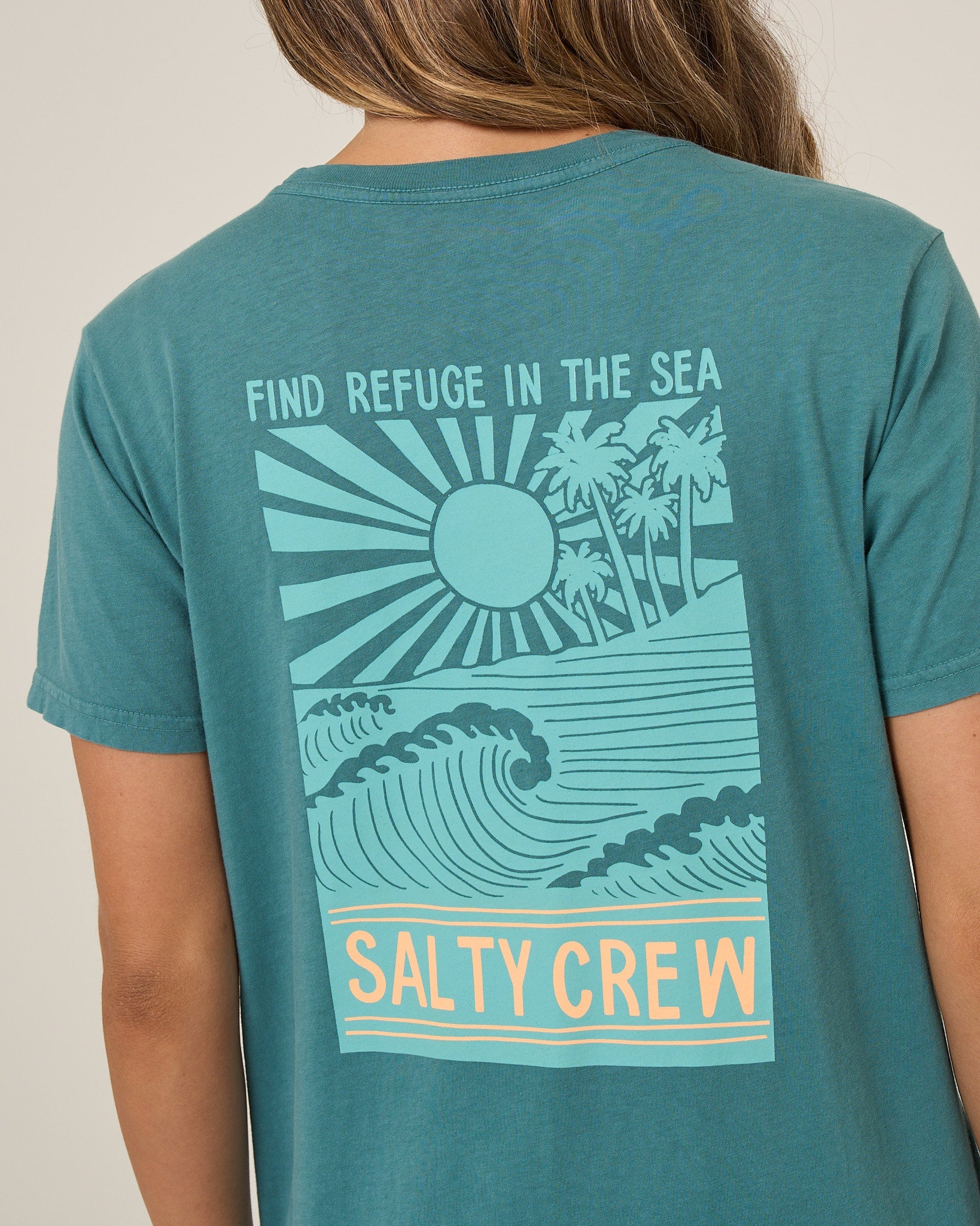 Salty Crew Rise And Smile BF Tee Teal M
