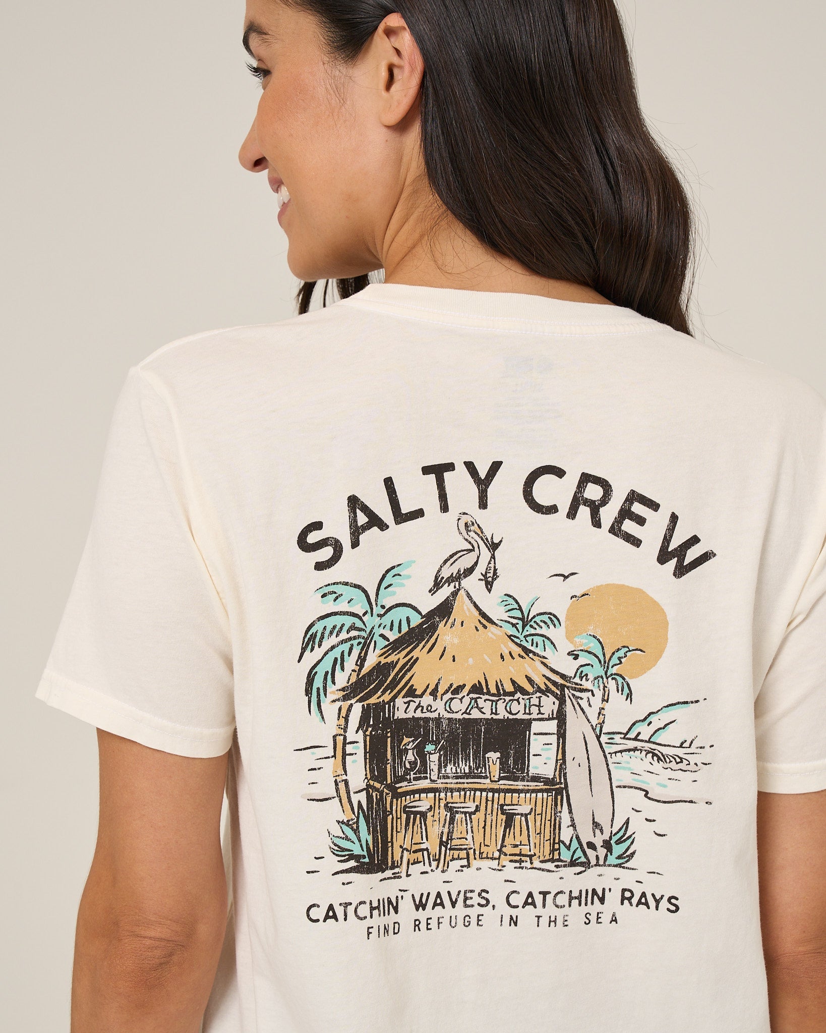 Salty Crew Beach Hut BF Tee OffWhite XS