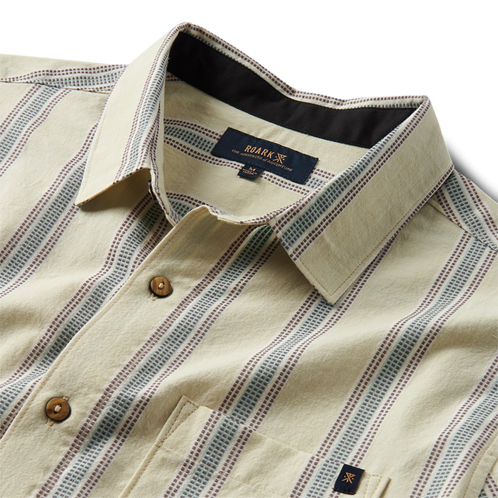 Roark Journey Short Sleeve Button Up Shirt SRF-STRIPE SEAFOAM M