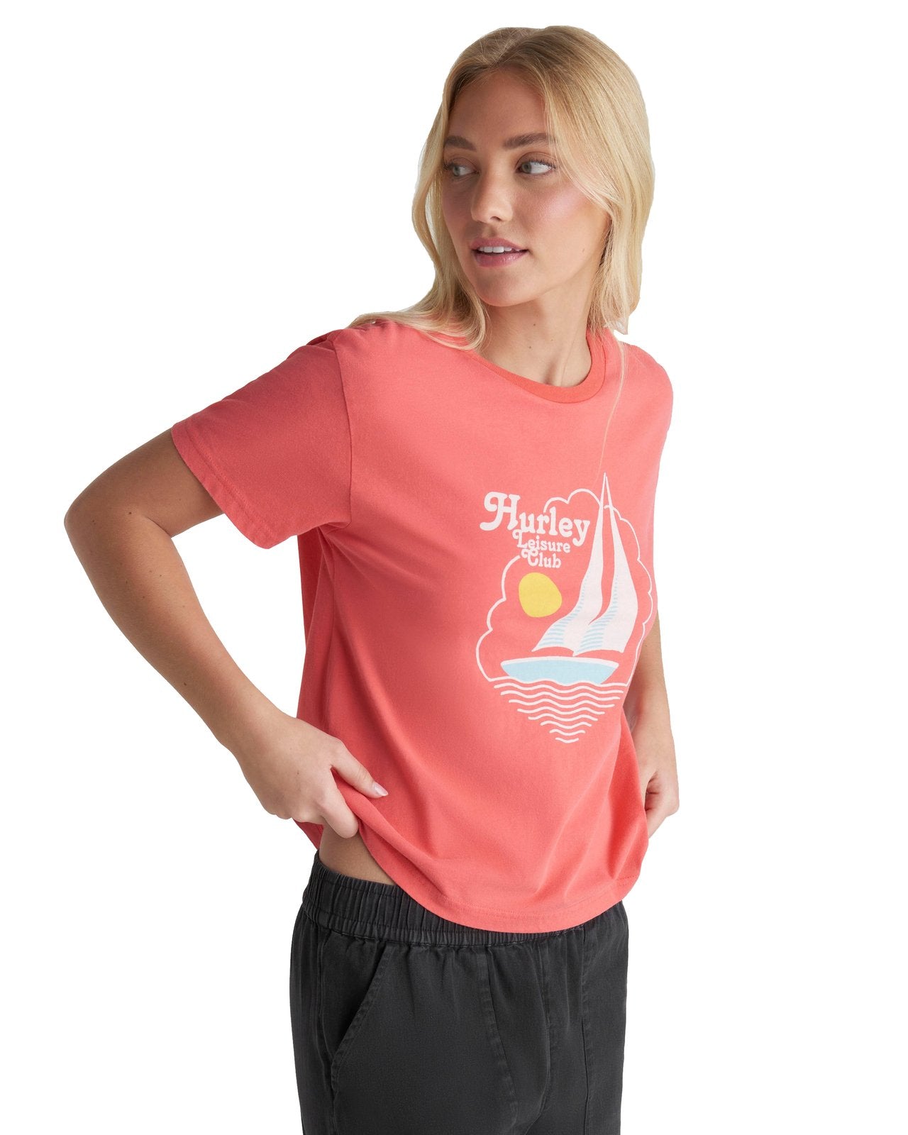 HURLEY LEISURE CLUB CLASSIC TEE T654-Coral Blossom M
