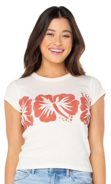ROXY FLWR BLKS 90S BABY TEE WBS0 L