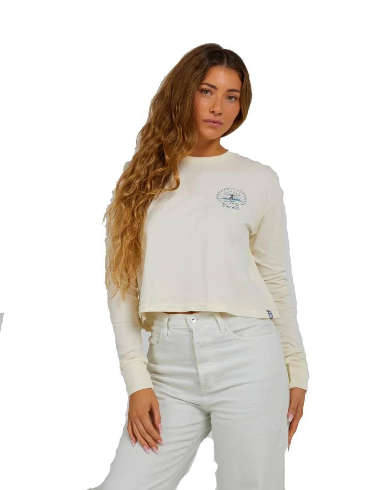 Salty Crew Scallop LS Crop Shirt OffWhite XS