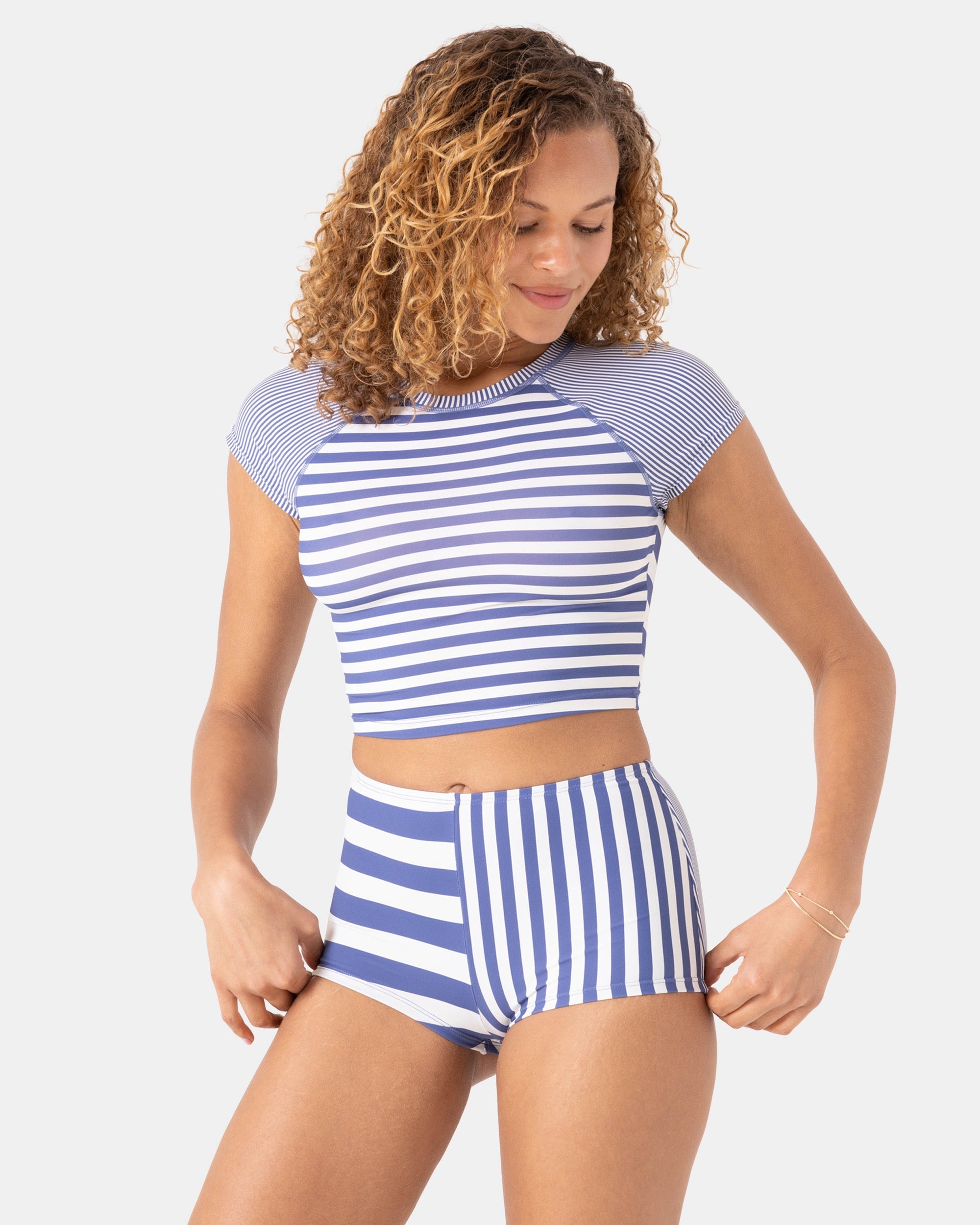 ROXY STRIPE OUT CROP B62-BIJOU BLUE L