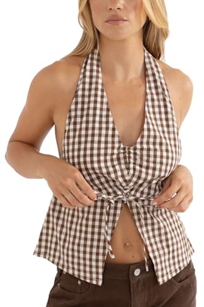 RHYTHM BIRDIE HALTER TOP BRO-BROWN 1XS