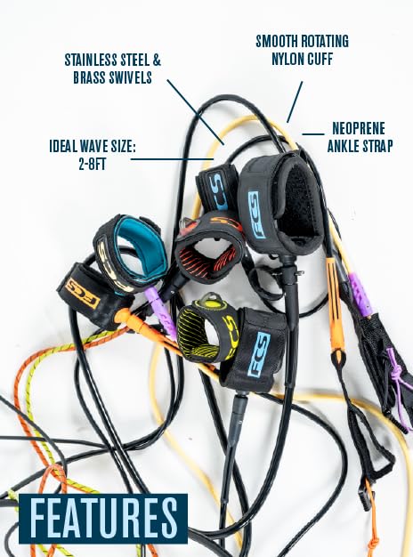 FCS Classic Leash Tranquil Blue-Black 6ft0in All Round