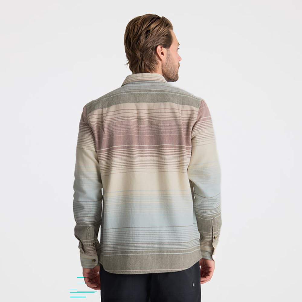 ROARK CROSSROADS FLANNEL FOS-FOSSIL STRIPE M
