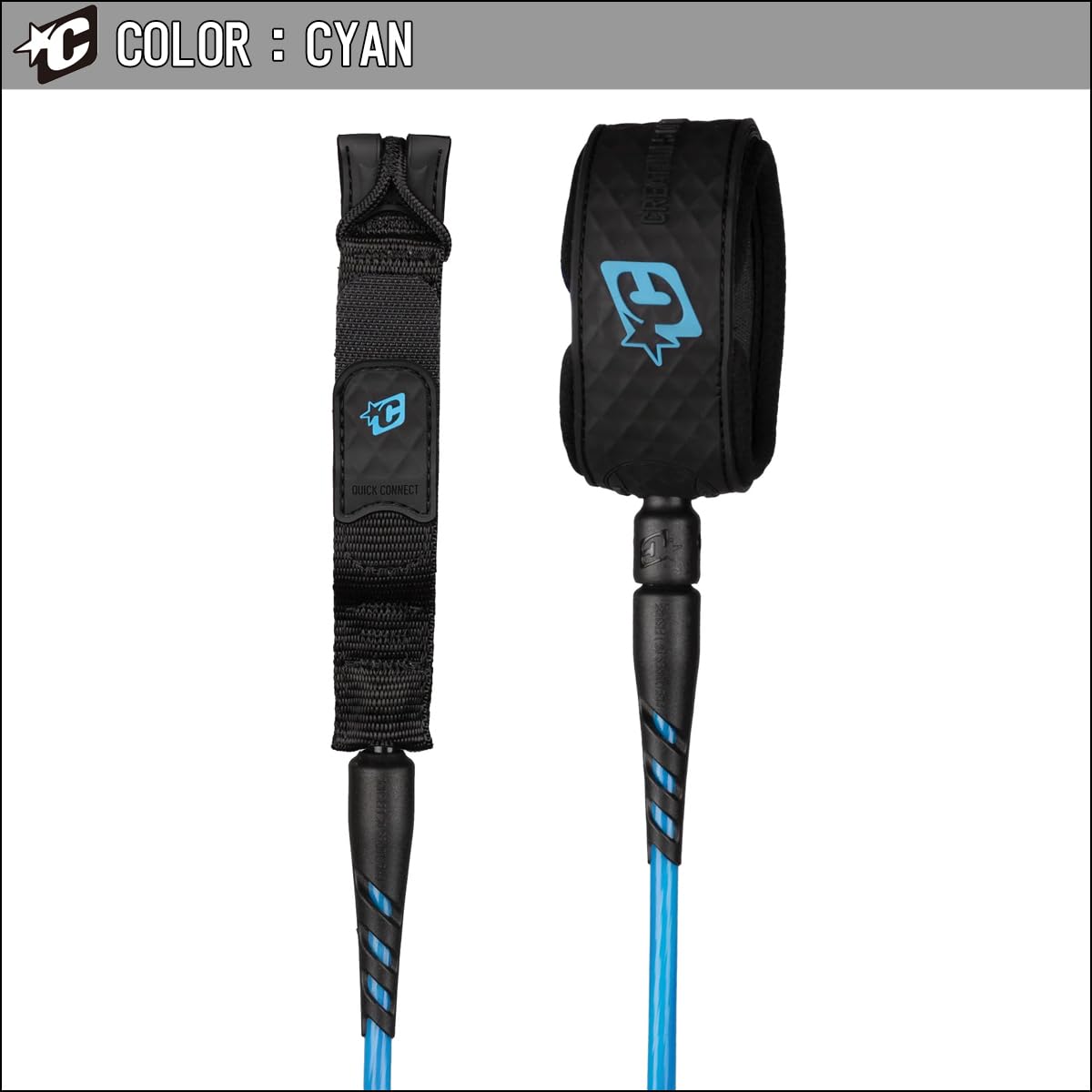 Creatures of Leisure Reliance 2.0 Lite Duty Leash Cyan Twist Black 6ft0in