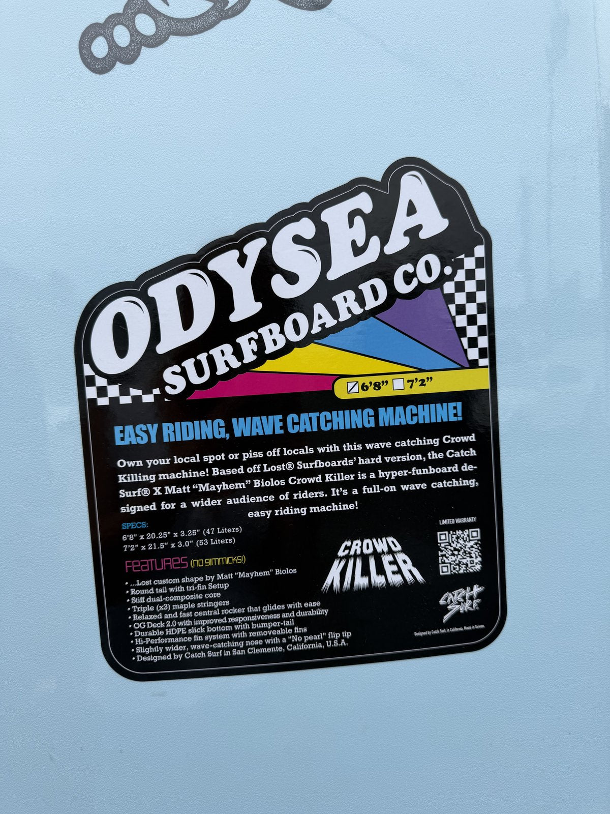 Odysea X Lost Crowd Killer SkyBlue25 6ft8in