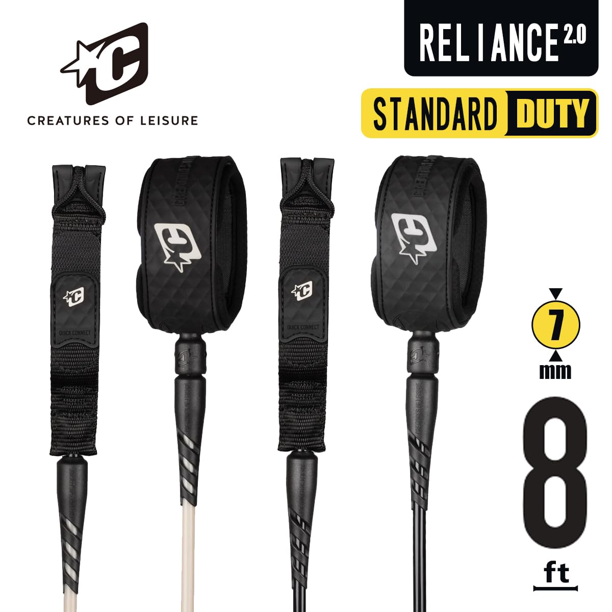 Creatures of Leisure Reliance 2.0 Standard Duty Leash Black Silver 8ft0in