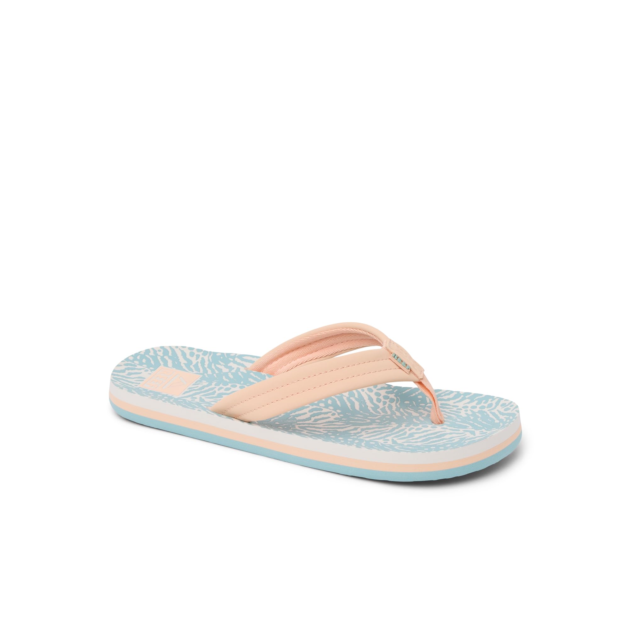 Reef Ahi Girls Sandal Peach-Blue Animal 4 Y