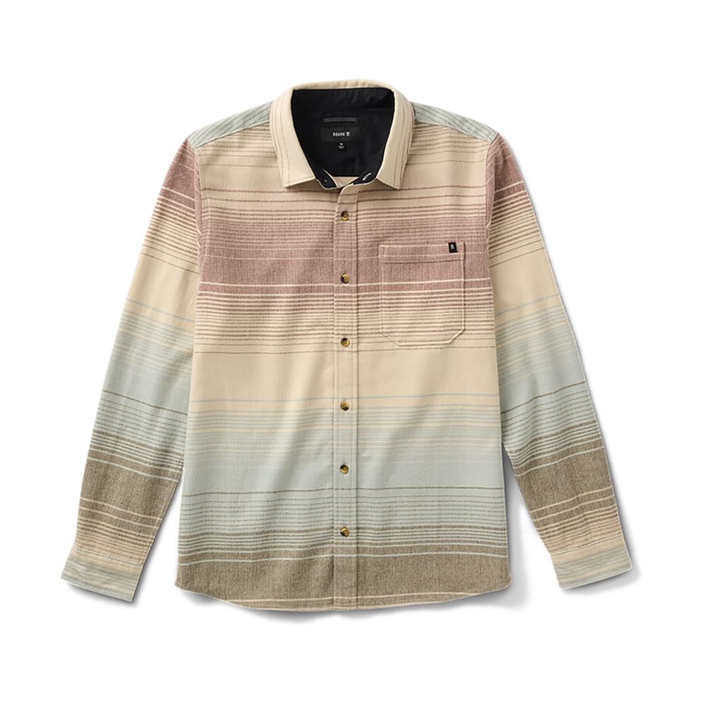 ROARK CROSSROADS FLANNEL FOS-FOSSIL STRIPE M