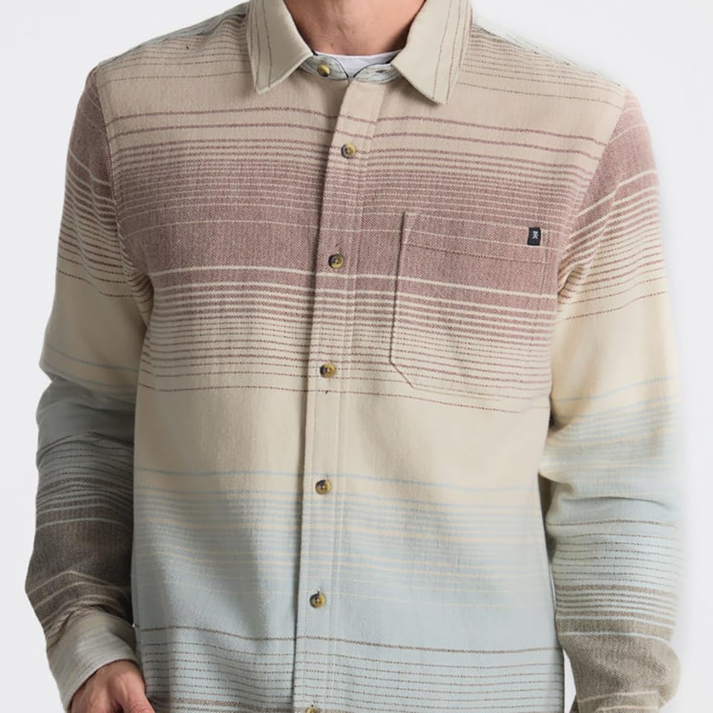 ROARK CROSSROADS FLANNEL FOS-FOSSIL STRIPE M