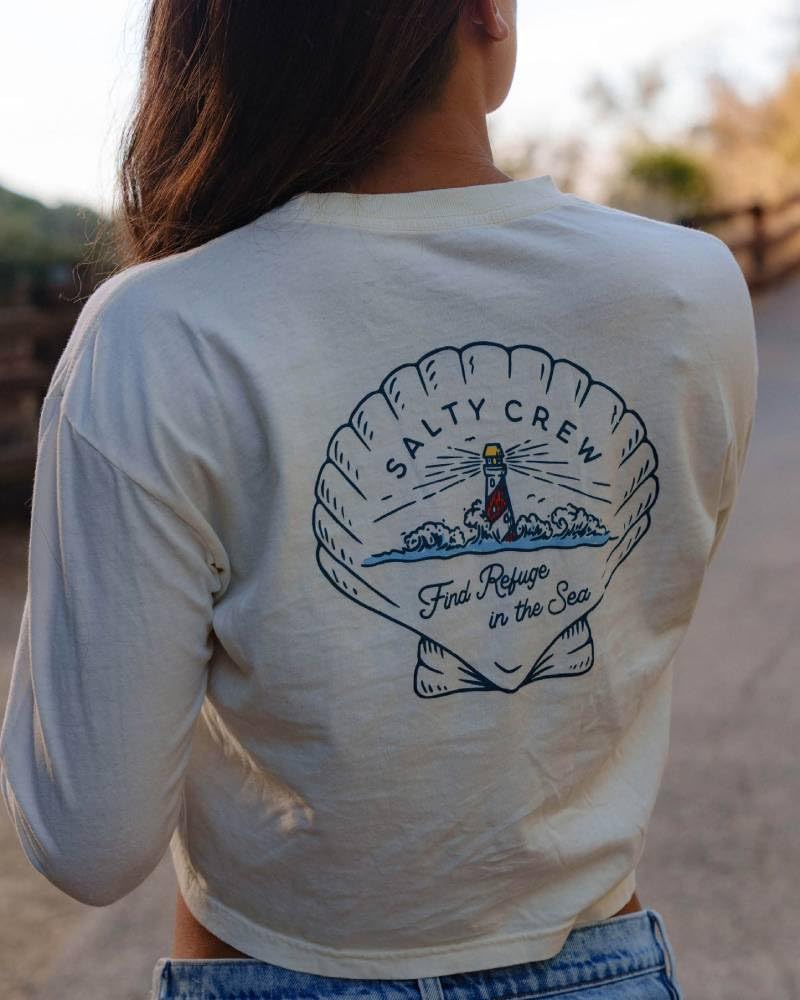 Salty Crew Scallop LS Crop Shirt OffWhite XS