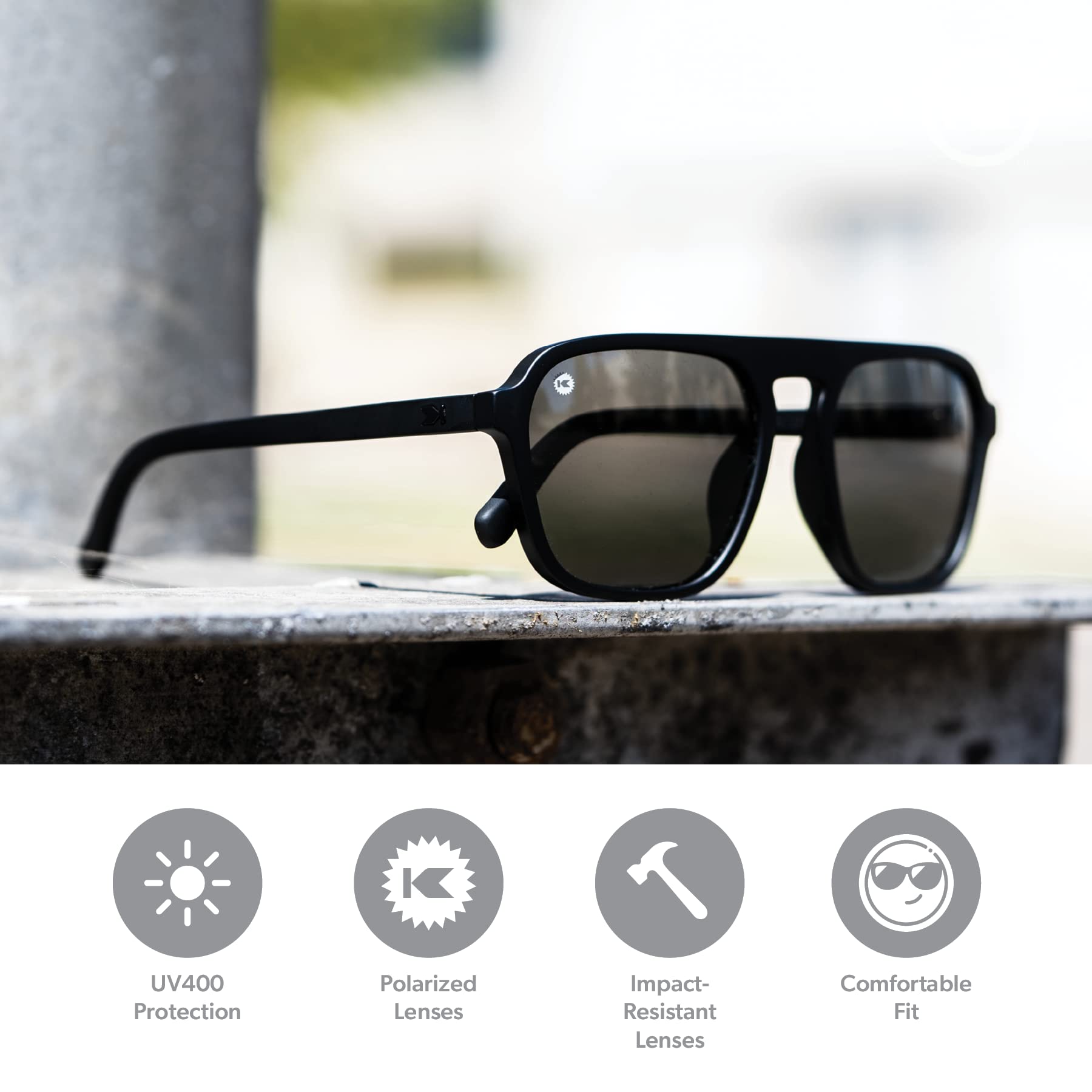 Knockaround Pacific Palisades Polarized Sunglasses BlackonBlack