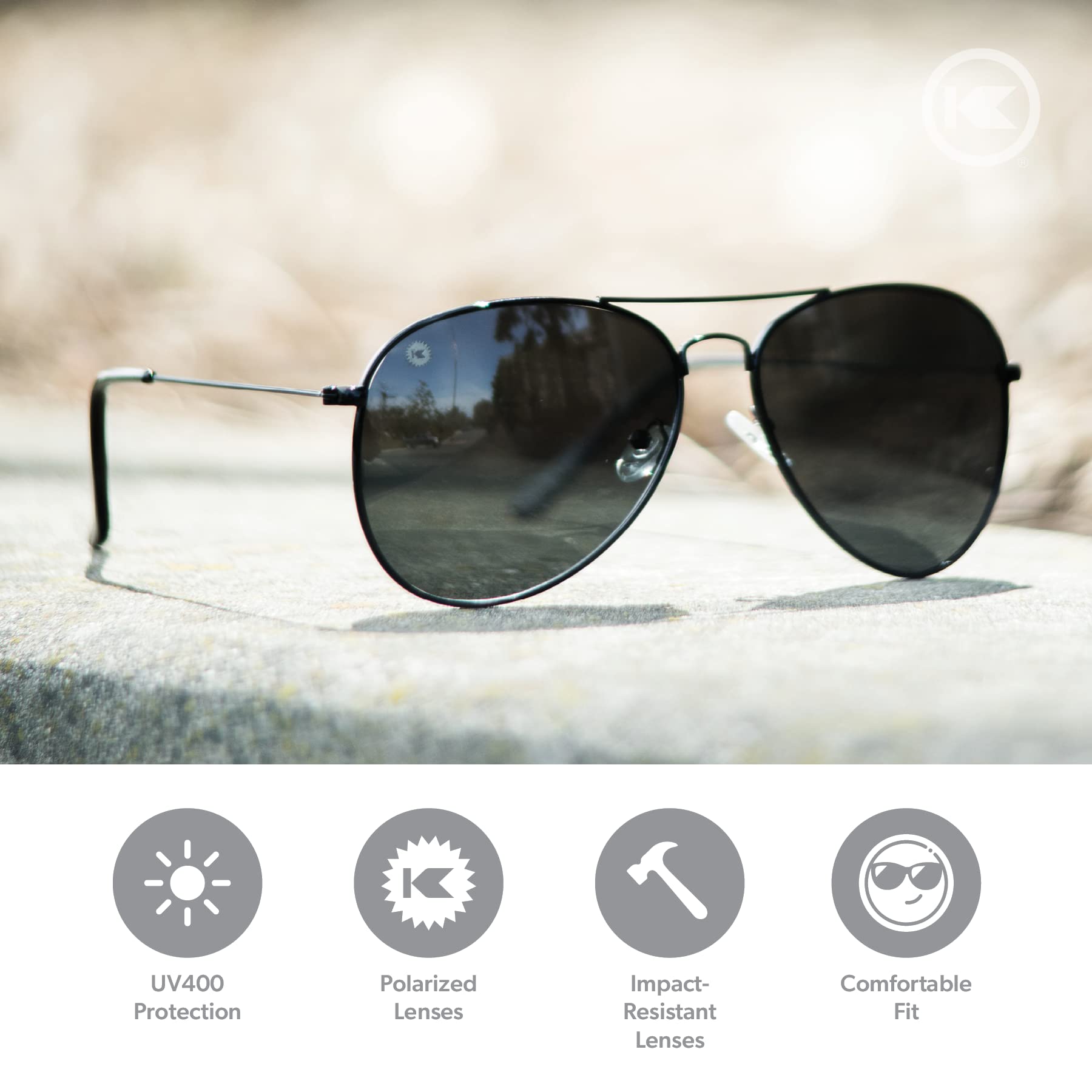 Knockaround Mile High Polarized Sunglasses BlackSmoke