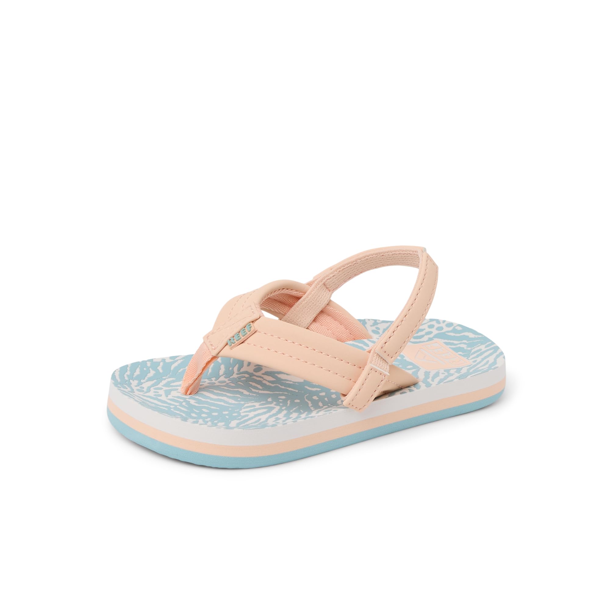 Reef Little Ahi Girls Sandal Peach-Blue Animal 5 C
