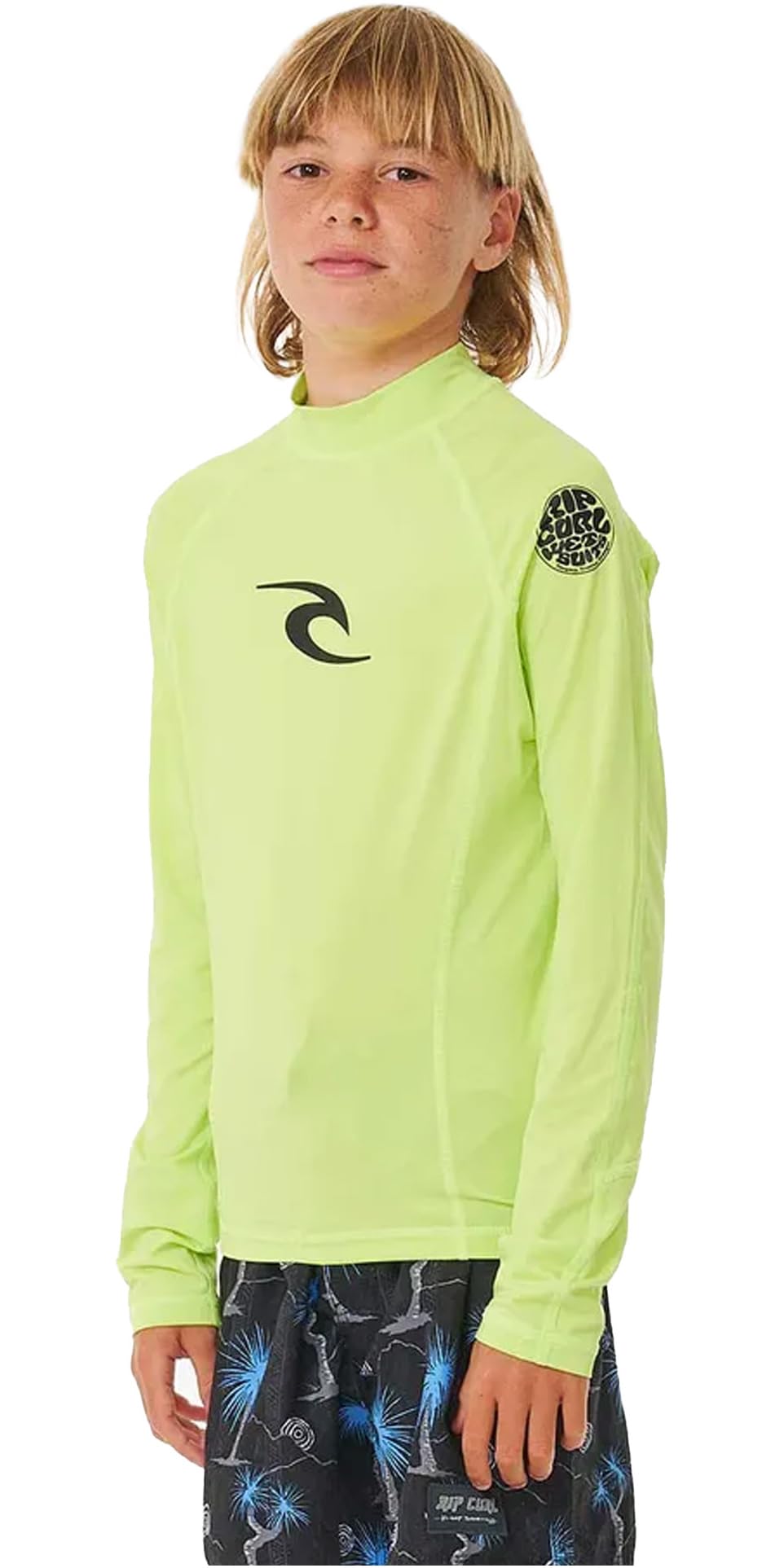 RIP CURL BRAND WAVE UPF L/S-BOY LIME 14