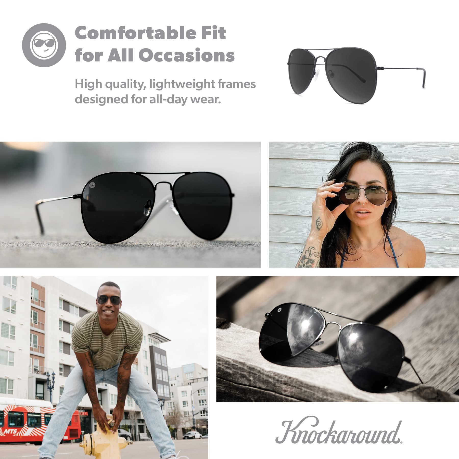 Knockaround Mile High Polarized Sunglasses BlackSmoke