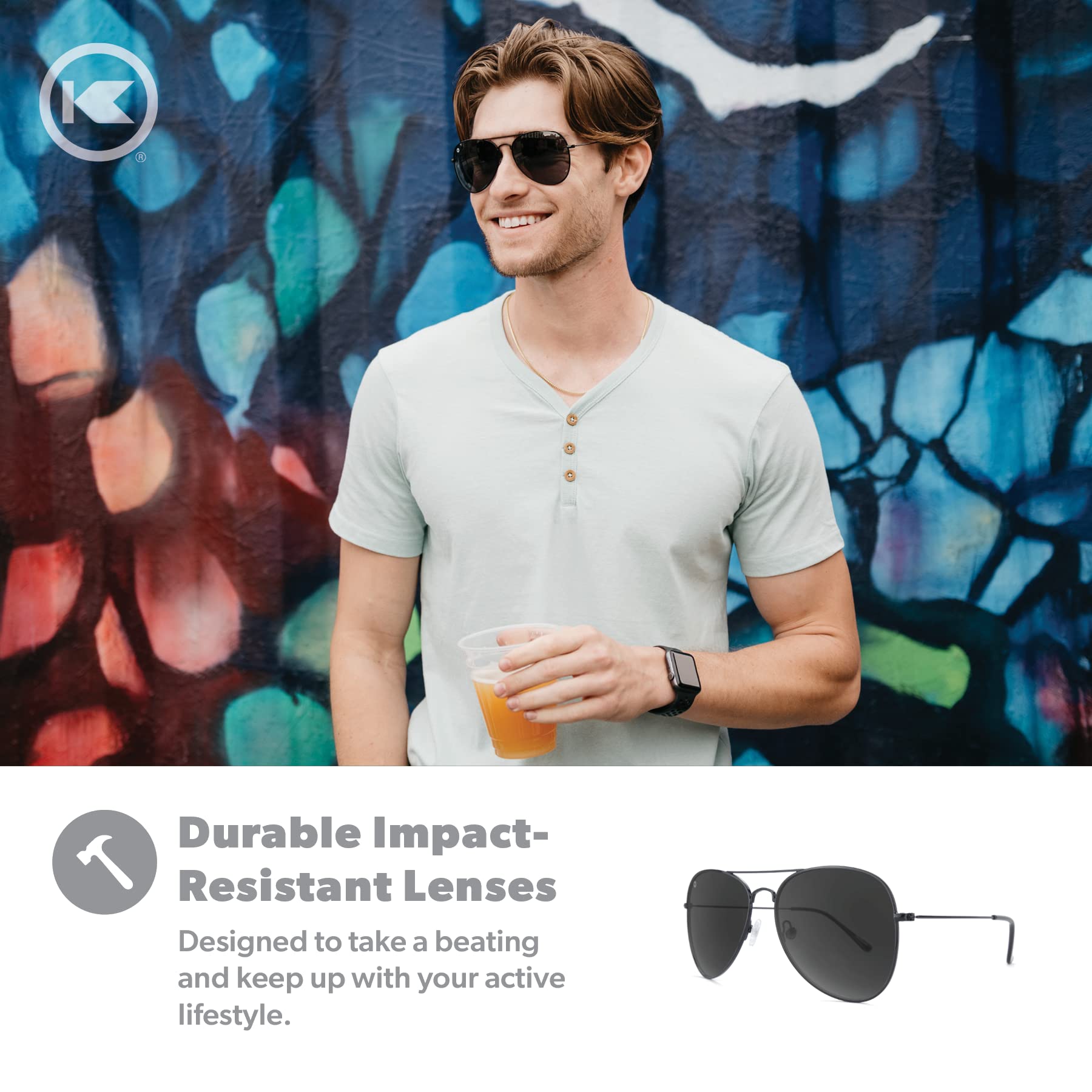 Knockaround Mile High Polarized Sunglasses BlackSmoke