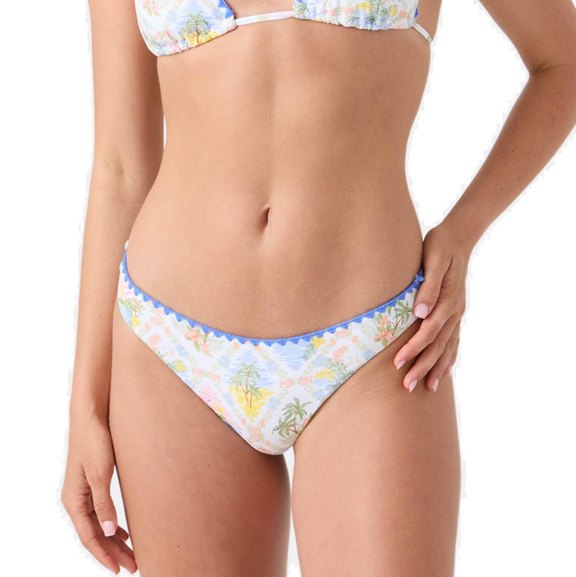 ROXY CATCH MY DRIFT HIPSTER SHIRRED BACK BIKINI BOTTOM WHQ-WHITE/LIGHT MULTI XS
