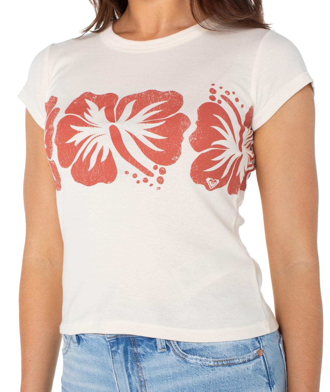 ROXY FLWR BLKS 90S BABY TEE WBS0 L