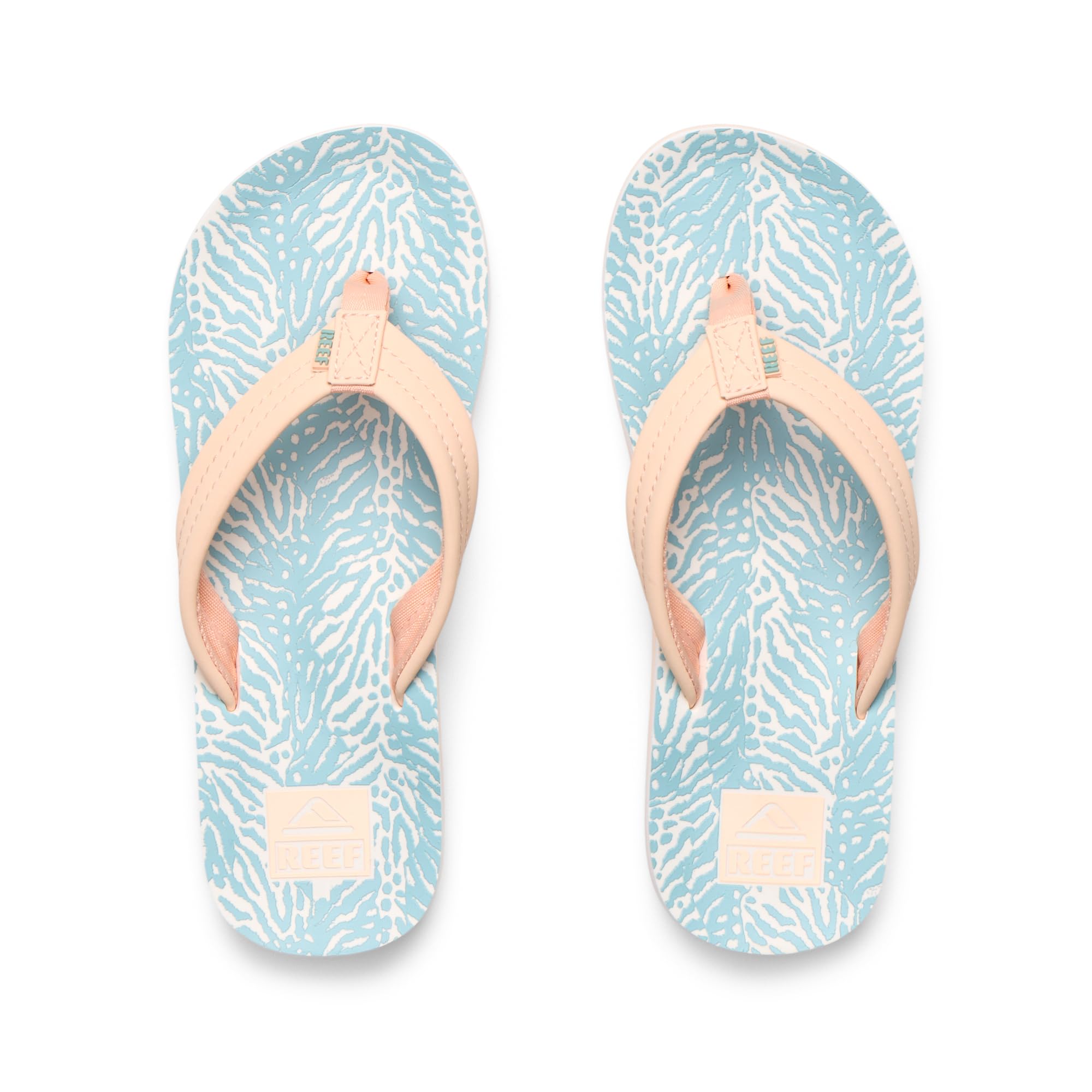 Reef Ahi Girls Sandal Peach-Blue Animal 1 Y