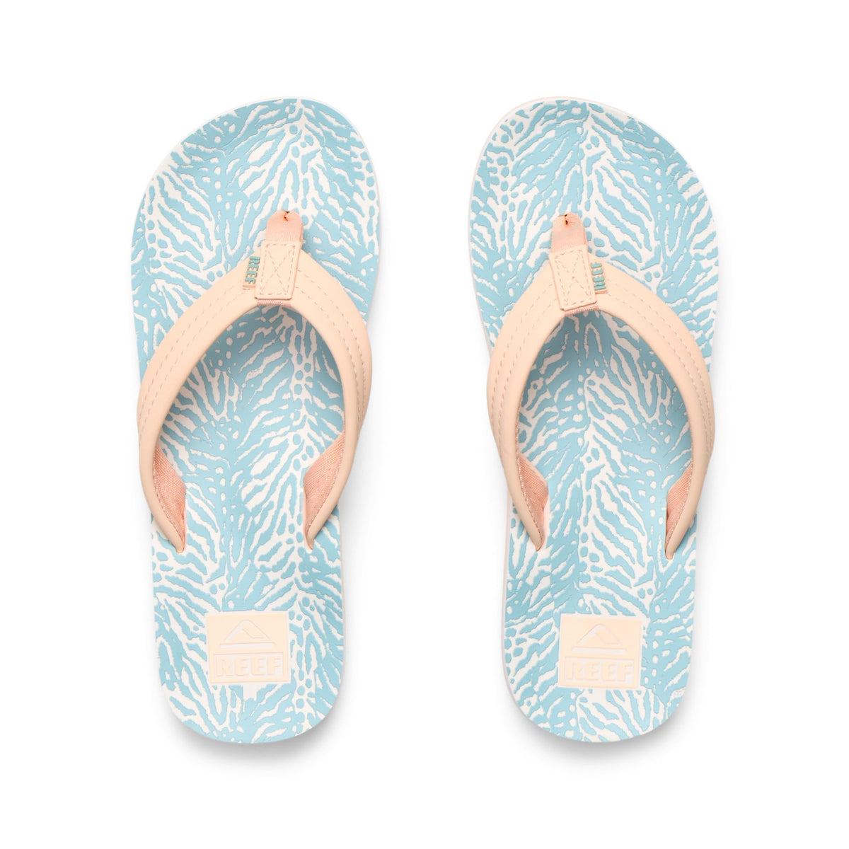 Reef Ahi Girls Sandal Peach-Blue Animal 4 Y