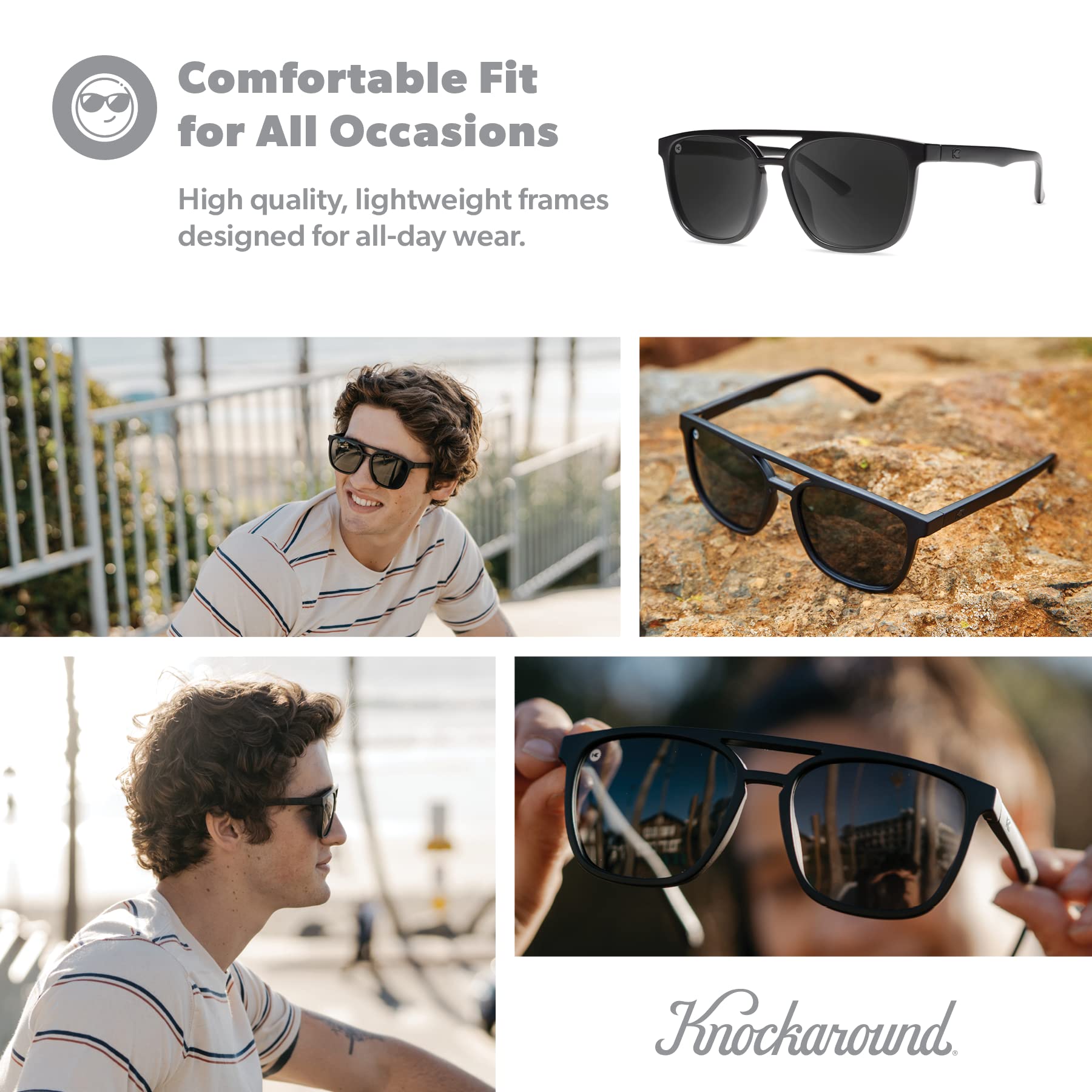 Knockaround Brightsides Polarized Sunglasses BlackonBlack