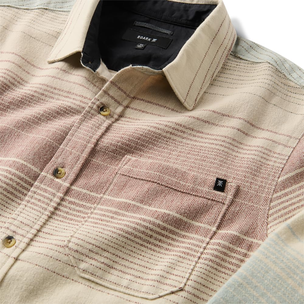 ROARK CROSSROADS FLANNEL FOS-FOSSIL STRIPE M