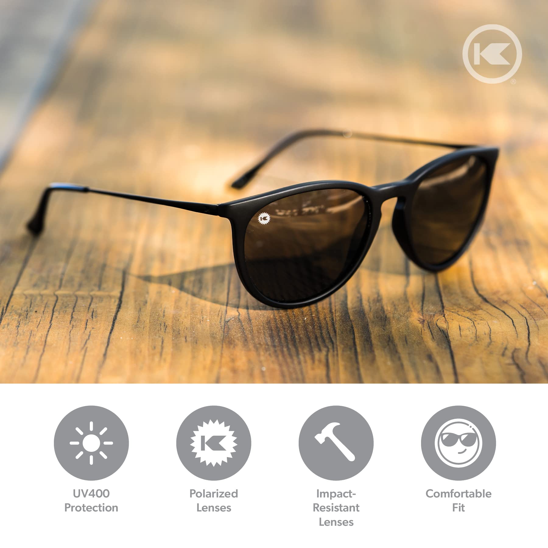 Knockaround MaryJane Polarized Sunglasses BlackonBlack