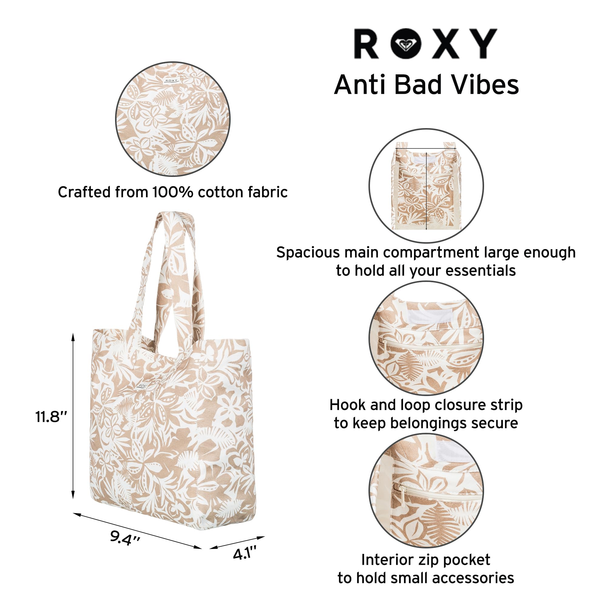 ROXY ANTI BAD VIBES TOTE BAG XYWC-Ginger Root Suntrip Swim O/S