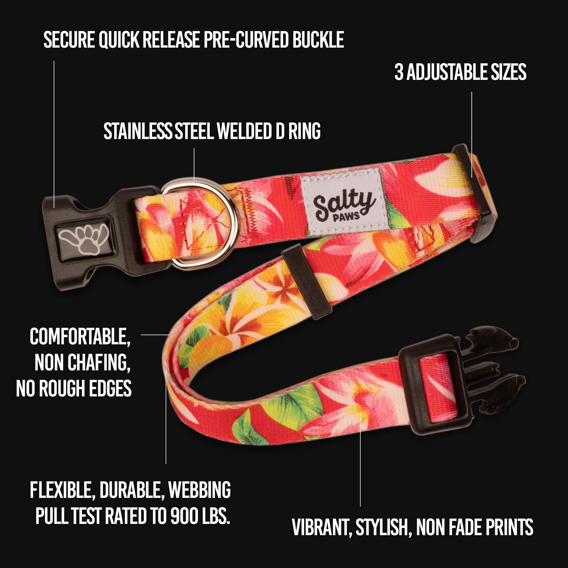 Salty Paws Surfing Dog Collar | Designs for Beach Dogs, Floral, Fishing, Surfing, Hawaiian, AmericanaBillFish M