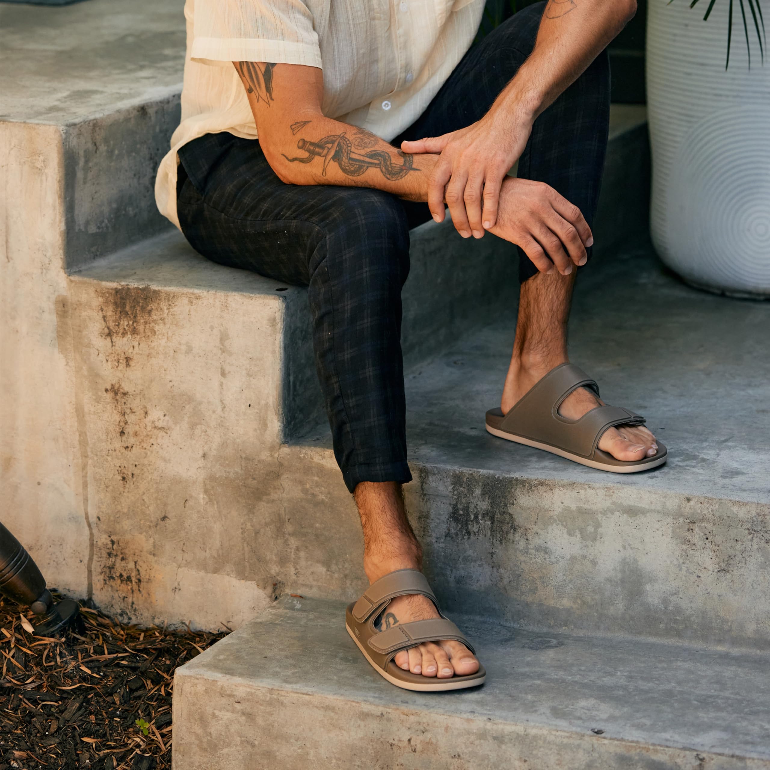 Reef Cushion Tradewind SL Mens Sandal Black-Tan 13