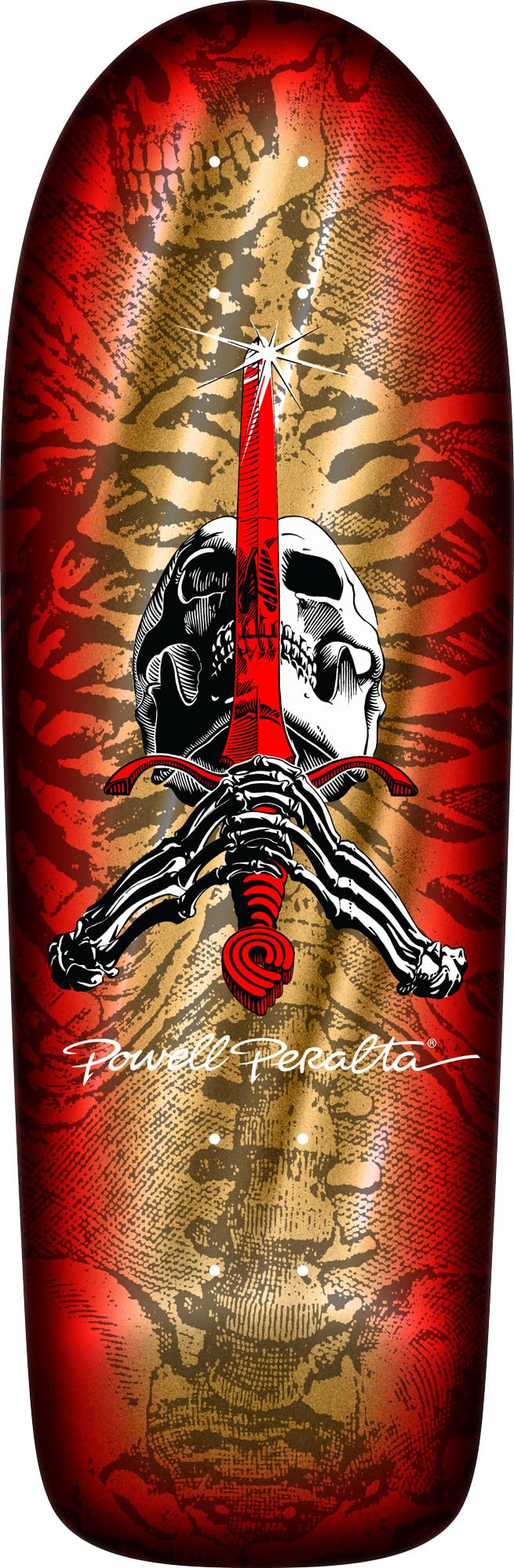 Powell Peralta OG Skull & Sword Reissue Skateboard Deck Gold Foil 10 x 30
