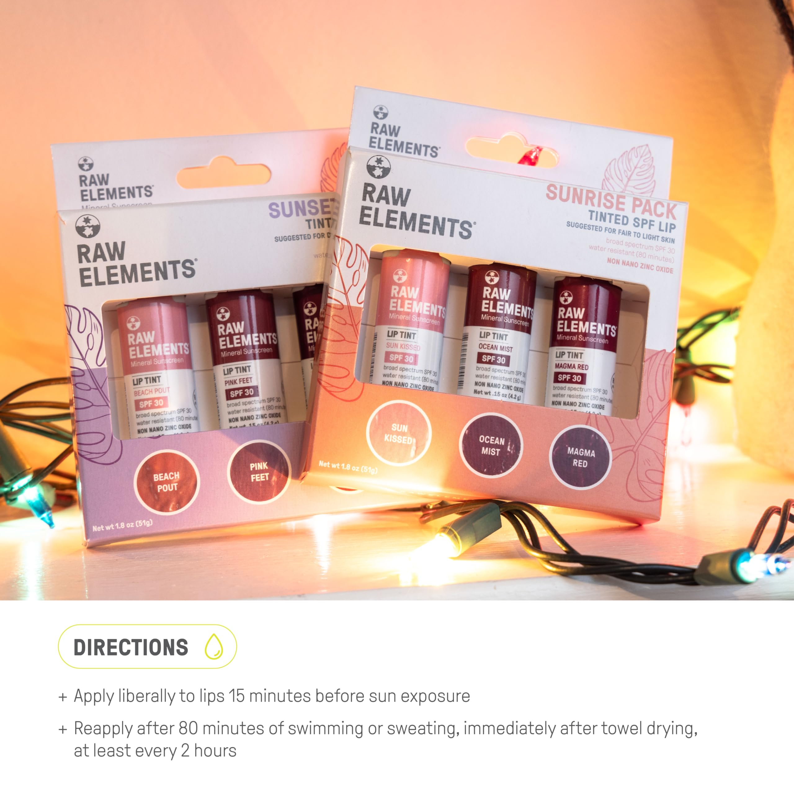 Raw Elements Sunrise Pack SPF 30 Tinted Lip Balm