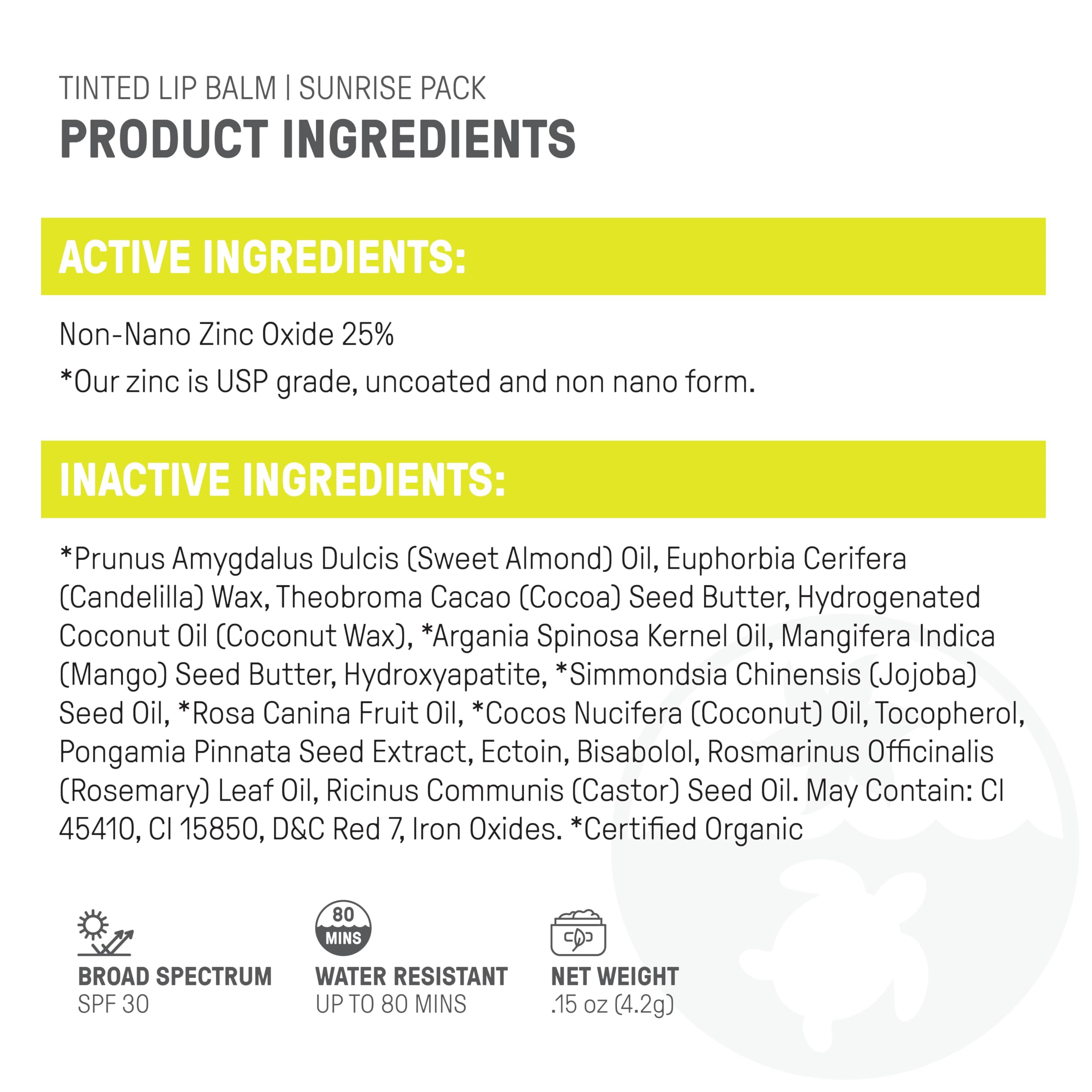 Raw Elements Sunrise Pack SPF 30 Tinted Lip Balm